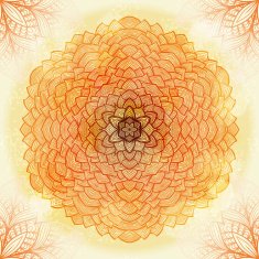 Hand drawn circular beige ornament N5