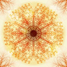Hand drawn circular beige ornament N6
