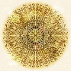 Hand drawn circular beige ornament N7