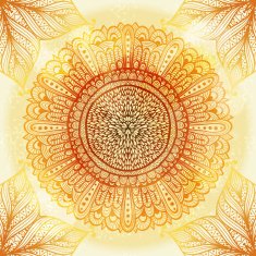 Hand drawn circular beige ornament N8