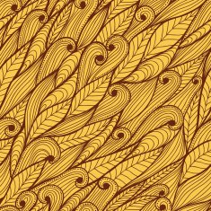 Seamless floral pattern with leaves and swirls