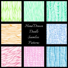 Set of 8 monochrome doodle seamless patterns N2