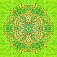 Hand drawn greeting card with green ornament