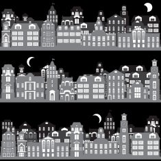 set of night city landscapes