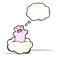 cartoon little bear on cloud N5