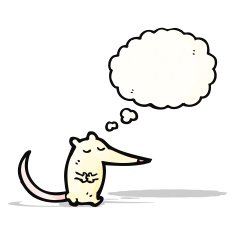 cartoon white mouse with thought bubble N8