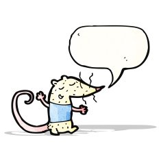 cartoon white mouse with speech bubble N9