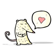 cartoon white mouse with speech bubble N10