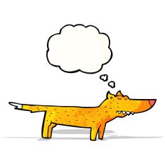 cartoon fox with thought bubble N19