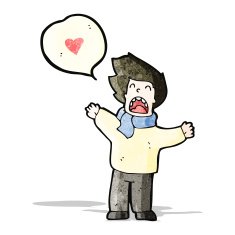 cartoon man delcaring his love