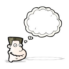 cartoon excited boy with thought bubble N163