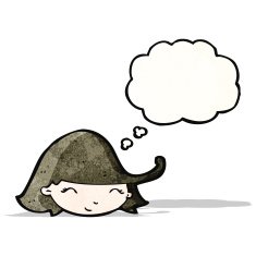 friendly girl with thought bubble