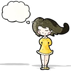 cartoon pretty girl with thought bubble N110