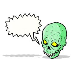 cartoon skull with speech bubble N37