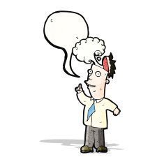 cartoon man with steaming brain