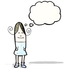 cartoon woman with thought bubble N49