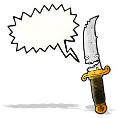 grinning knife cartoon character