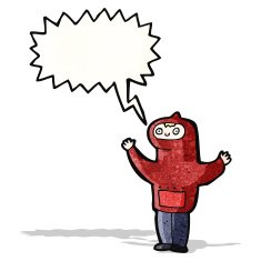 shouting boy in hooded sweatshirt cartoon
