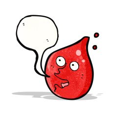 cartoon blood drop with speech bubble