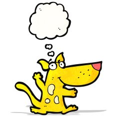 cartoon dog with thought bubble N22