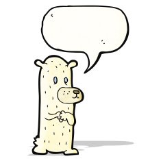 cartoon funny polar bear with speech bubble N6