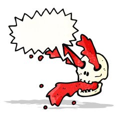 cartoon blood spurting skull