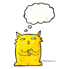 cartoon cat rubbing paws together