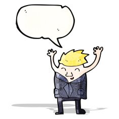 cartoon man jumping out of his suit