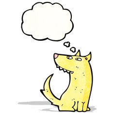 cartoon dog with thought bubble N23