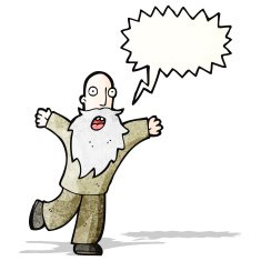 cartoon old man with speech bubble N25