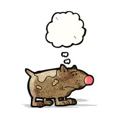 cartoon dog with thought bubble N25