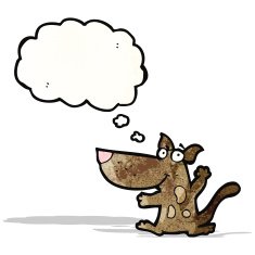 cartoon little dog with thought bubble N20