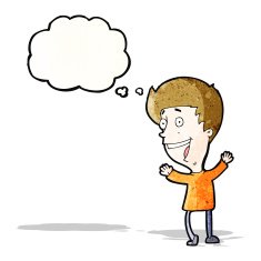 cartoon happy boy with thought bubble N258