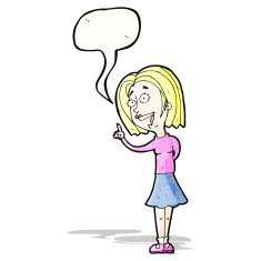 cartoon blond woman answering question
