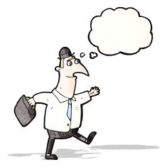 cartoon businessman walking to work N11