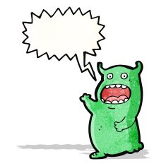 cartoon alien monster shouting N2