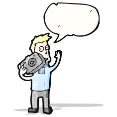 cartoon photographer talking