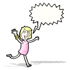 cartoon joyful woman shouting
