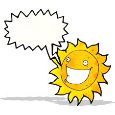 cartoon happy sun with speech bubble N17