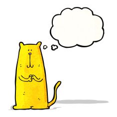 cartoon cat with thought bubble N60