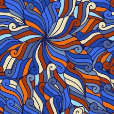 abstract hand-drawn waves pattern seamless floral background