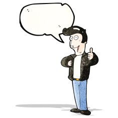 cartoon cool guy giving thumbs up symbol