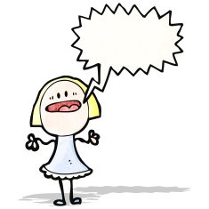 cartoon blond woman talking loudly