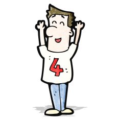 happy man in number 4 tee shirt