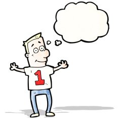 cartoon man with thought bubble wearting numbered shirt N2