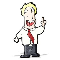 cartoon man with crazy idea