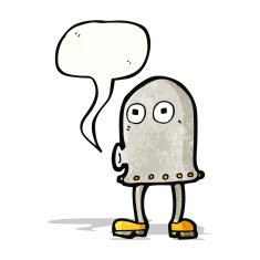 cartoon funny robot with speech bubble N100