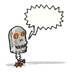 scary robot head cartoon