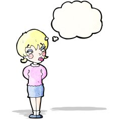 cartoon bored woman imagining