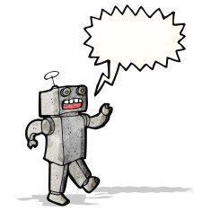 cartoon funny robot with speech bubble N103